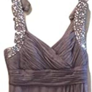 Alex Evenings Embellished Glitter-Detail Gown Pewter SZ 8